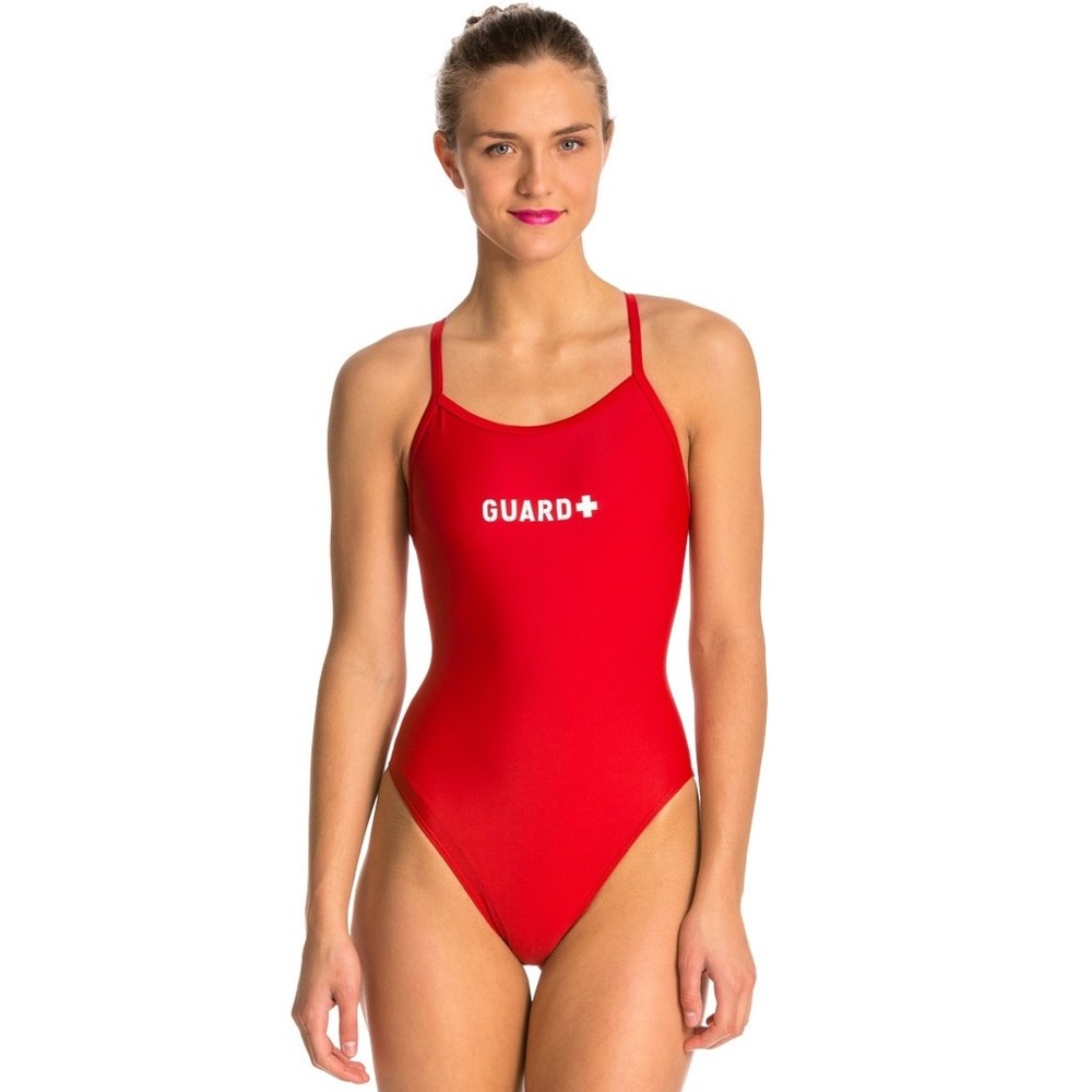 Sporti Guard Solid Thin Strap One Piece Swimsuit